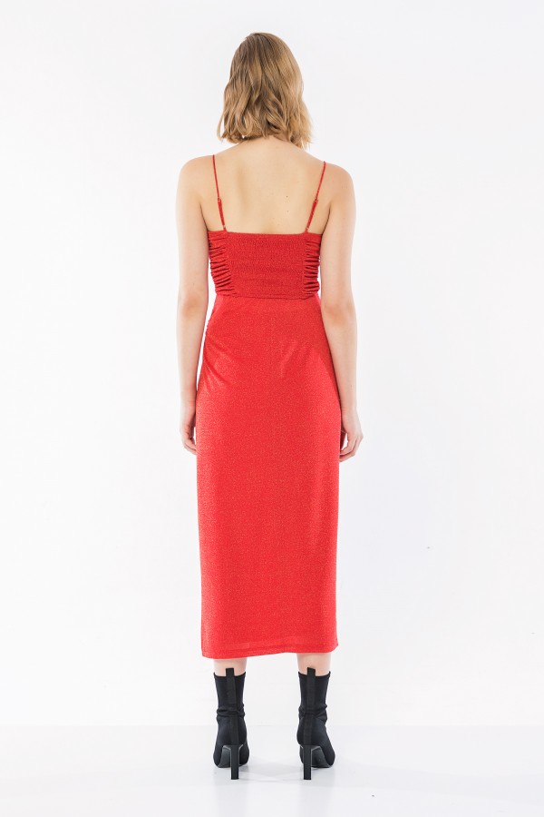 Büzgülü Simli Crop K.Nar