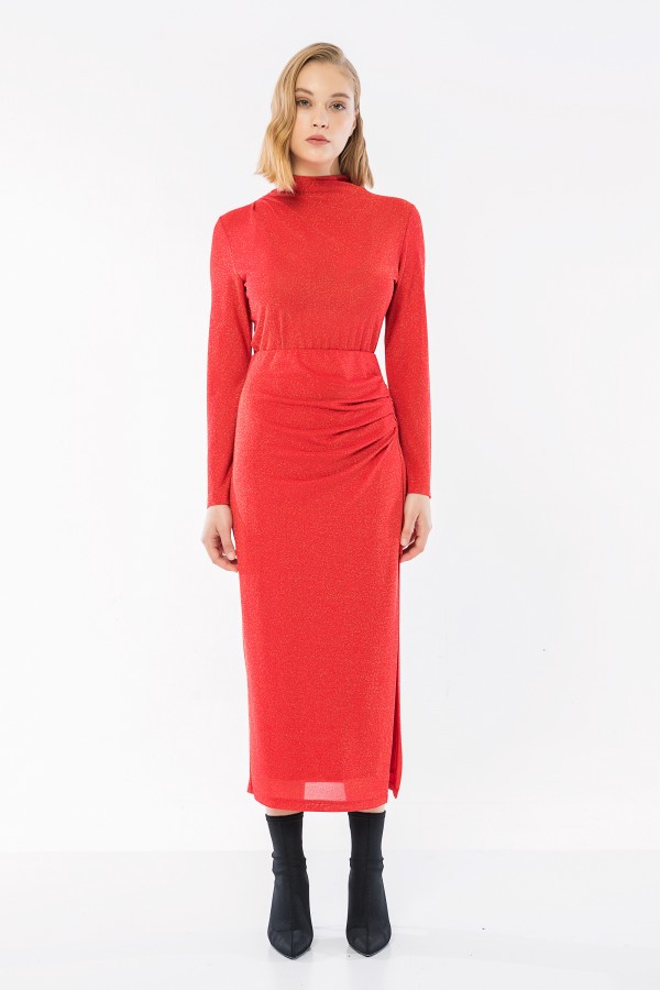 Yüksek Yaka Simli Bluz K.Nar