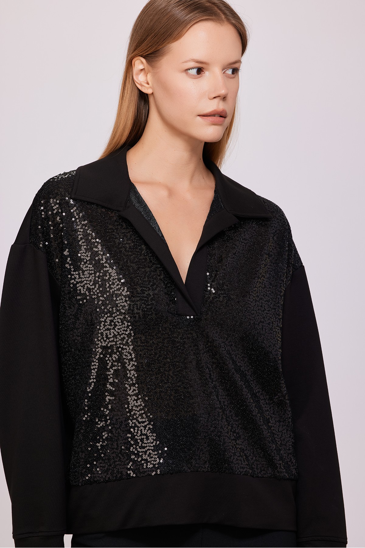 Pullu Sweatshirt Siyah