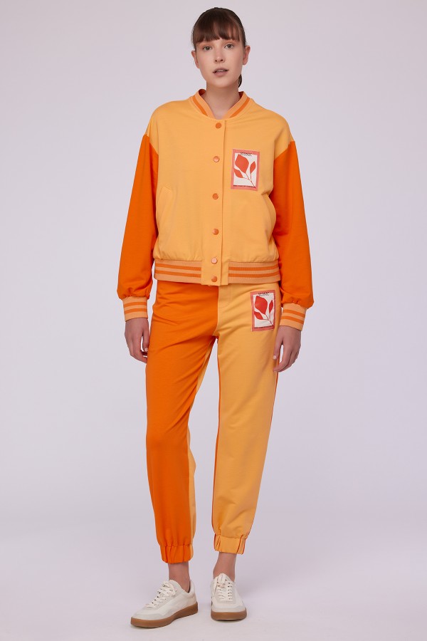 Çift Renk Örme Pantolon Orange/Mango