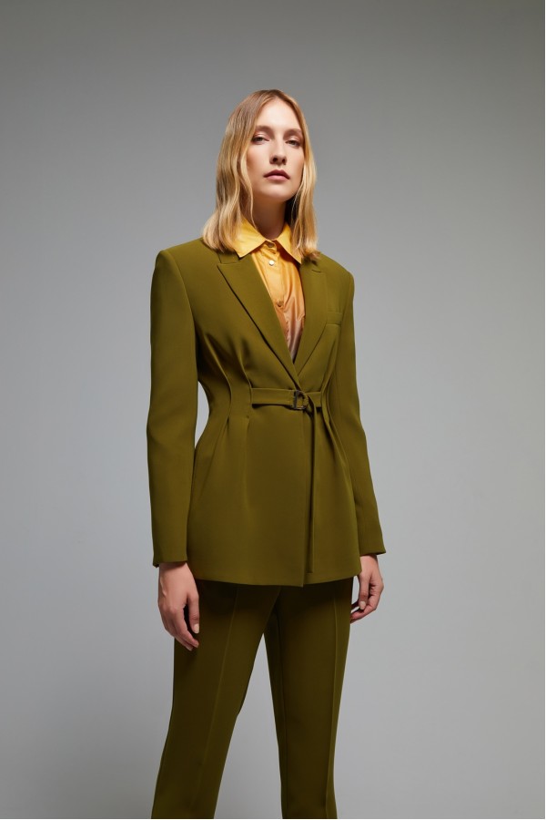 Metal Tokalı Blazer Ceket Haki