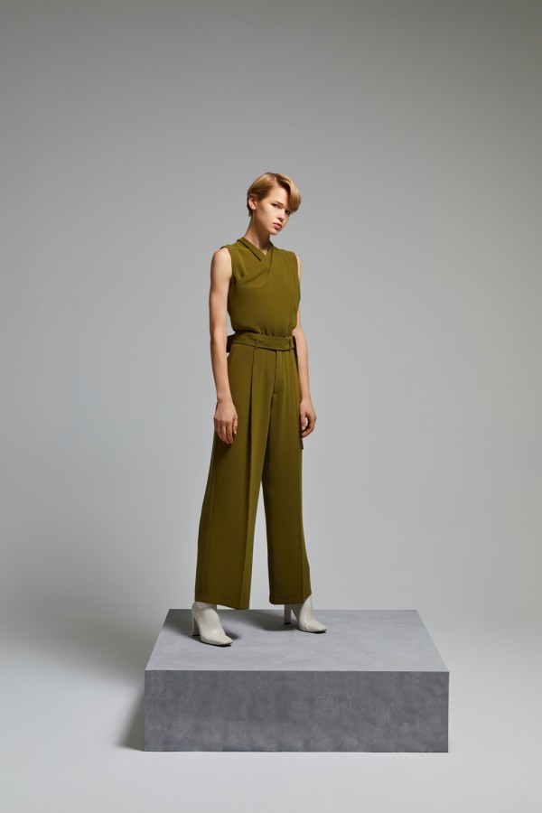 Kuşaklı Bol Pantolon Haki Kuşaklı Bol Pantolon Haki