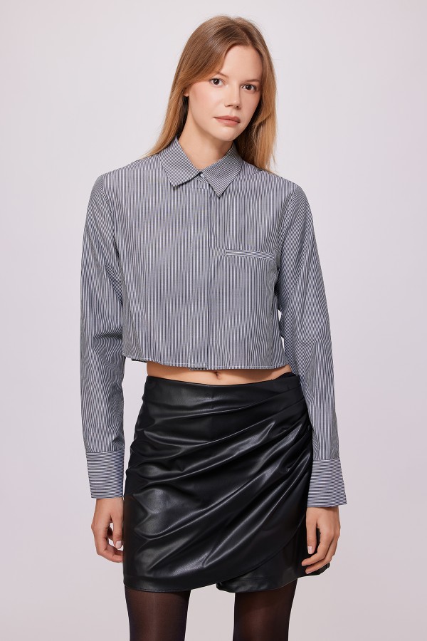 Deri Şort Etek Siyah