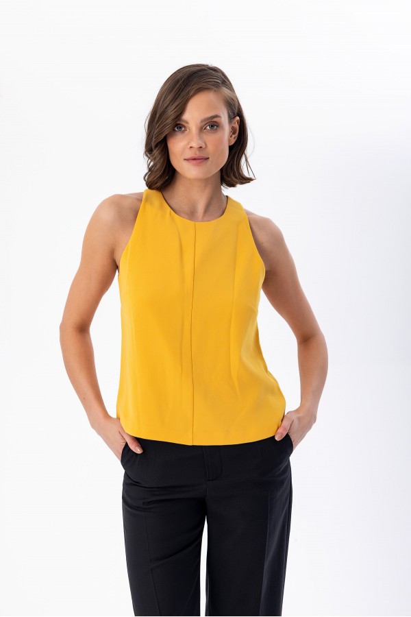 Halter Yaka Bluz Sari