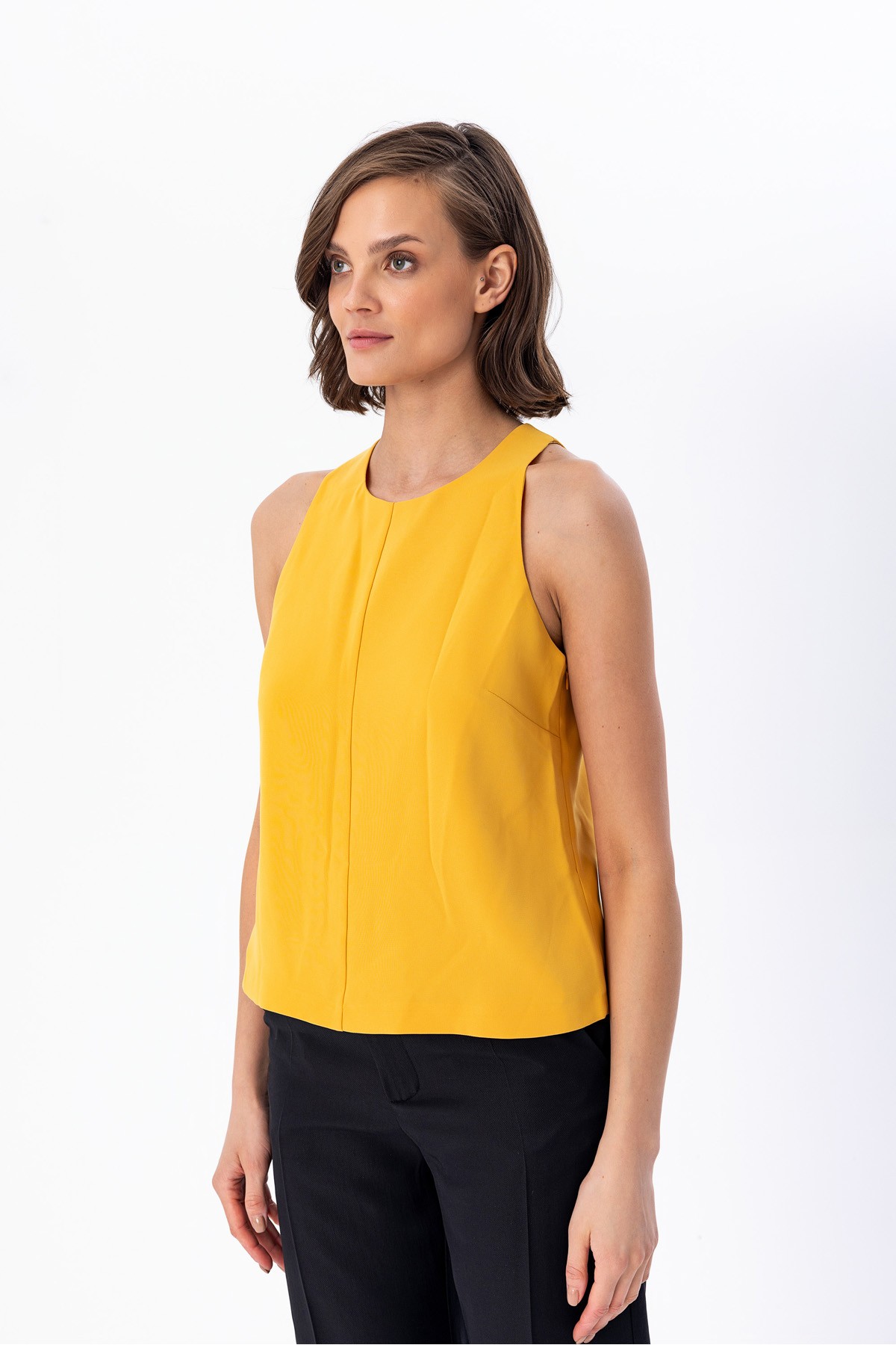 Halter Yaka Bluz Sari