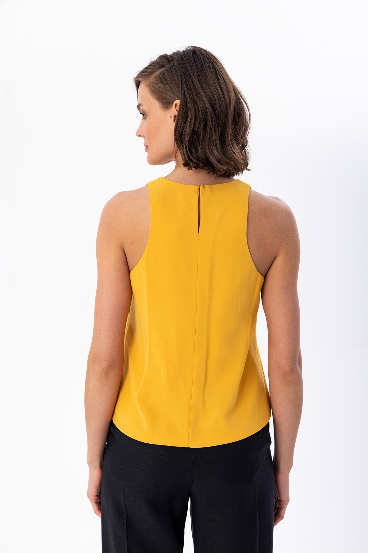 Halter Yaka Bluz Sari