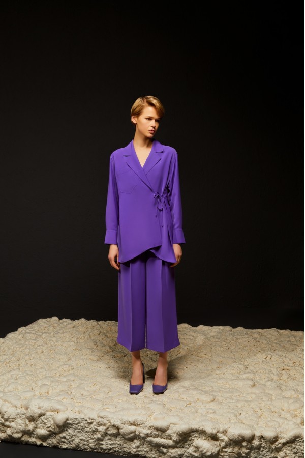 Önden Bağlamalı Ceket Bluz Mor Önden Bağlamalı Ceket Bluz Mor