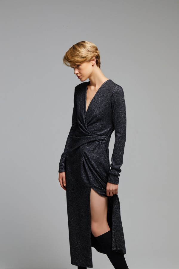 Simli Örme Elbise Siyah Simli Örme Elbise Siyah