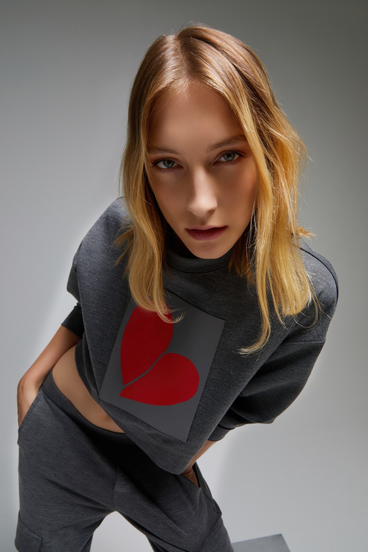 Kalp Baskılı Sweatshirt Antrasit