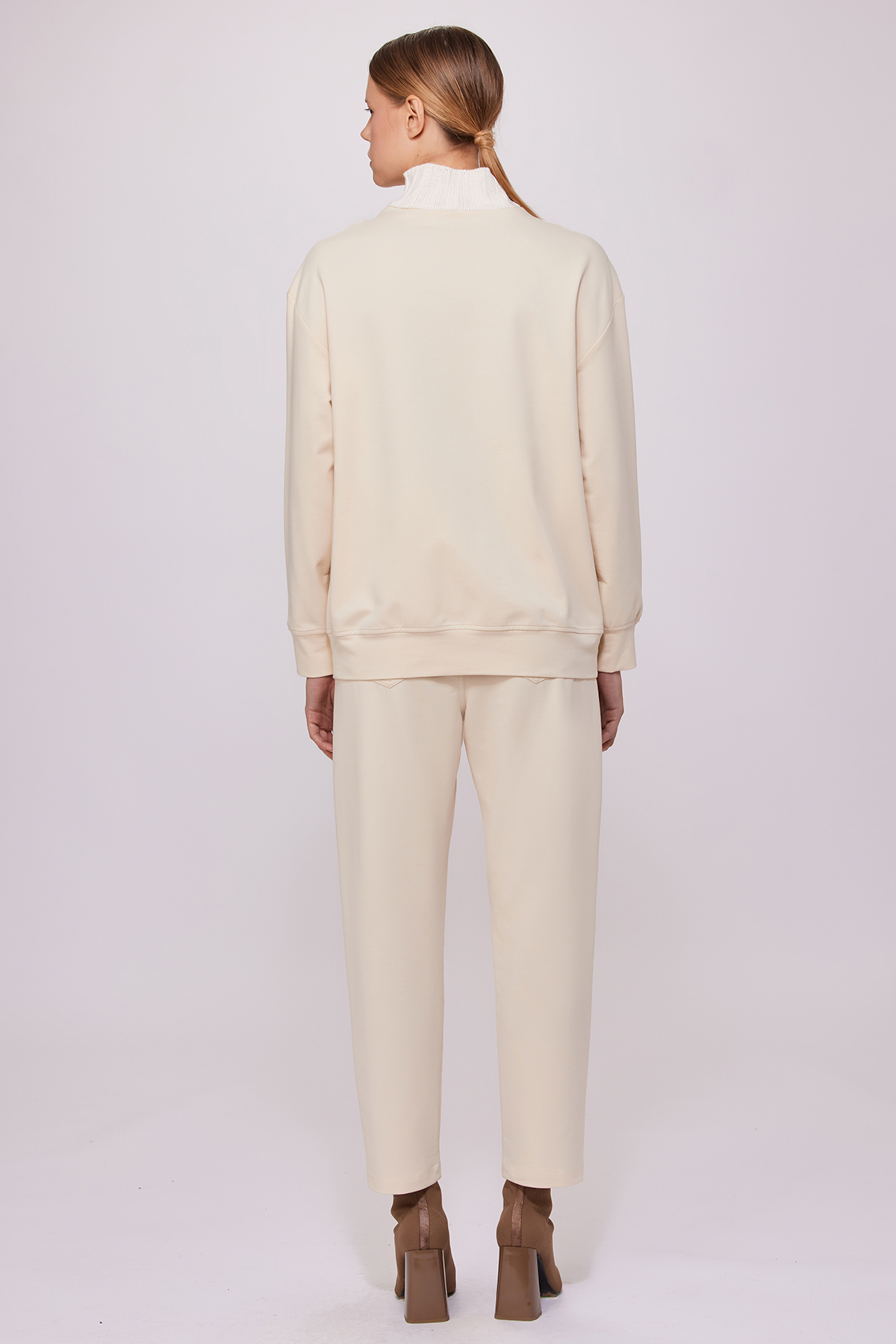 Kürk Yaka Sweatshirt Krem