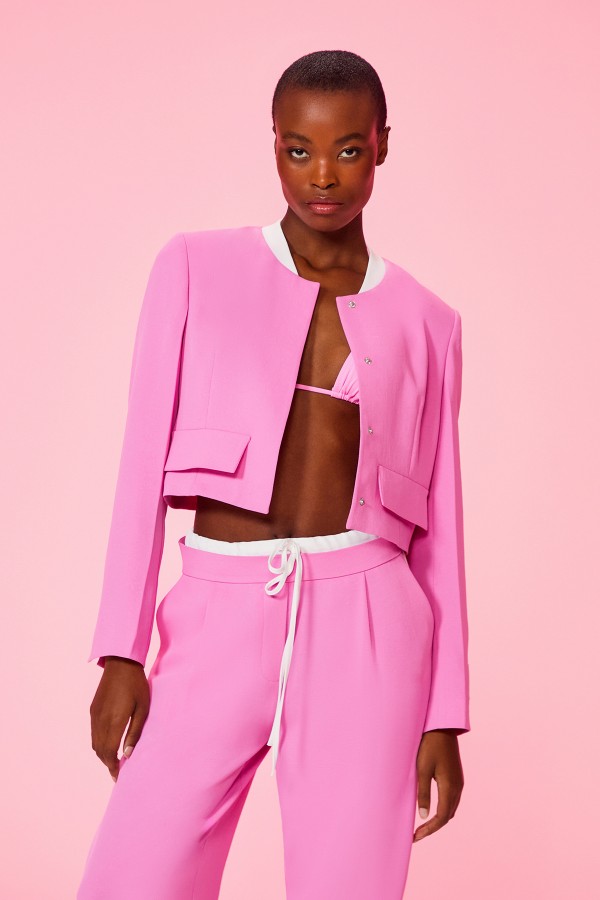 Ribanalı Kısa Ceket Pembe