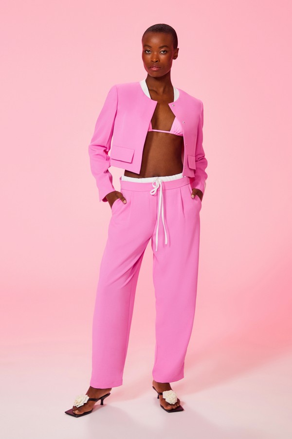 Ribanalı Kısa Ceket Pembe