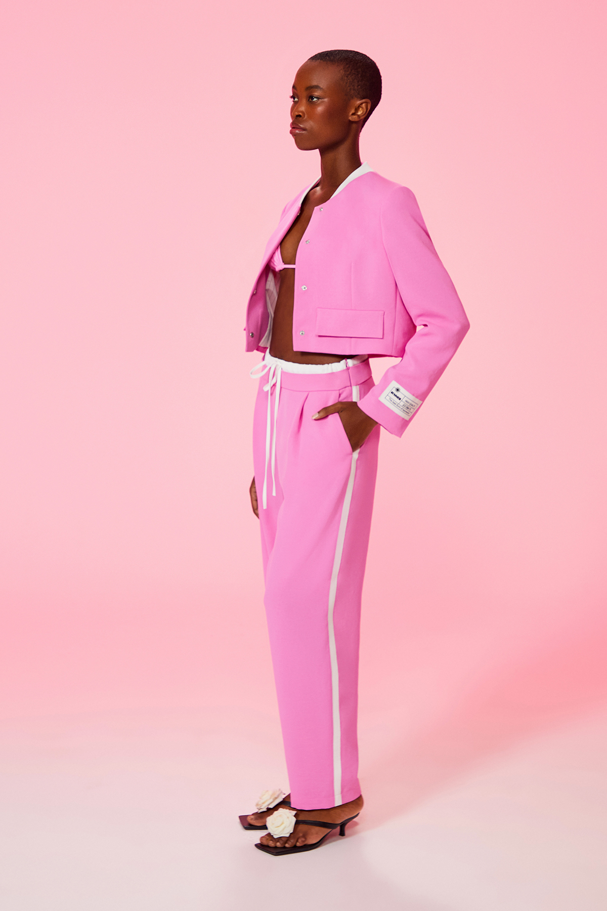 Ribanalı Kısa Ceket Pembe