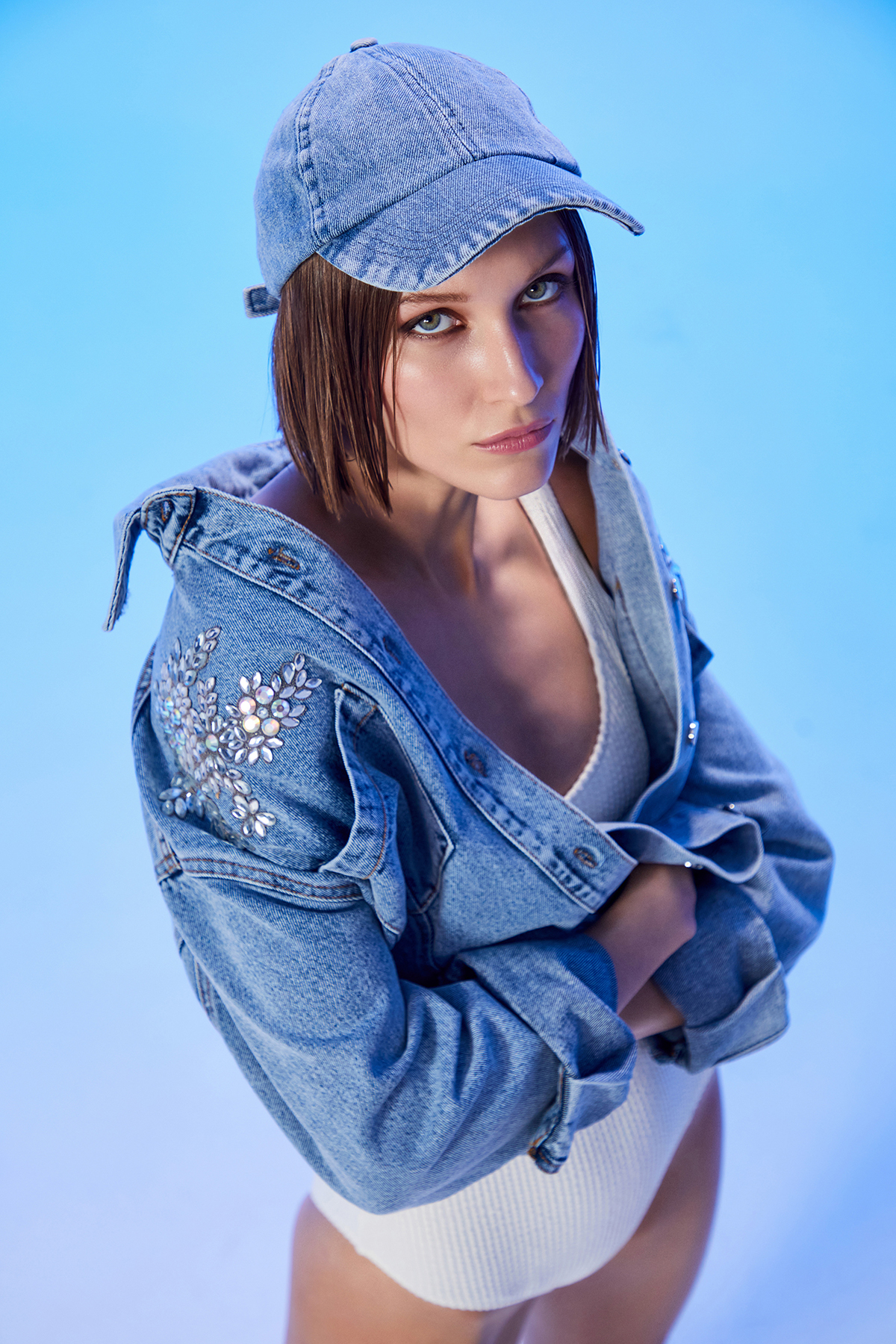Taşlı Denim Ceket Denim