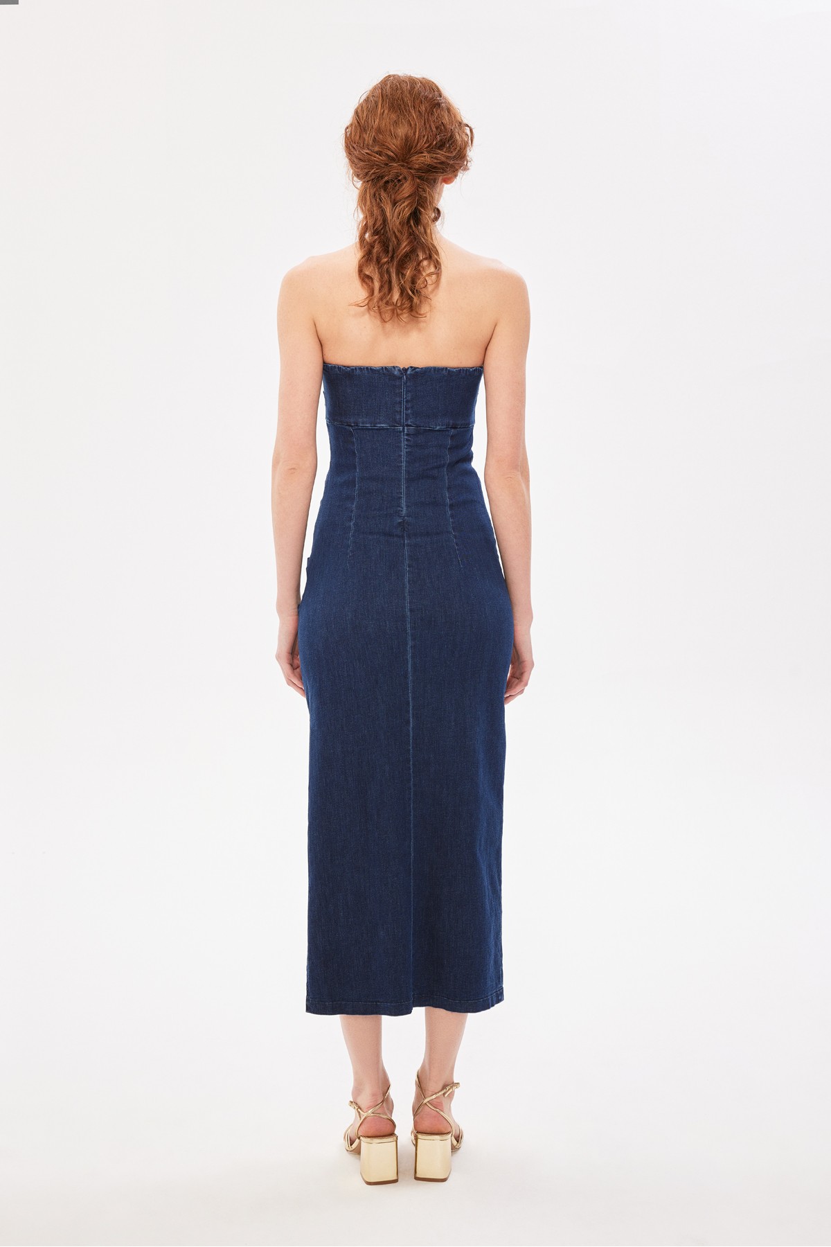 Straplez Denim Elbise Indigo Straplez Denim Elbise Indigo