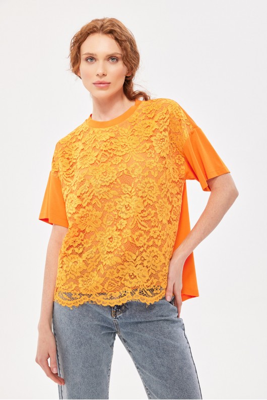 Dantel T-Shirt Orange