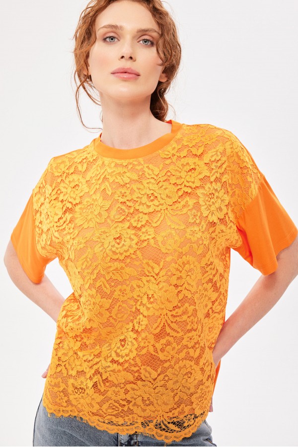 Dantel T-Shirt Orange