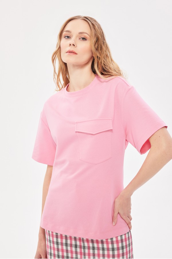 Arkası Açık T-Shirt Pembe