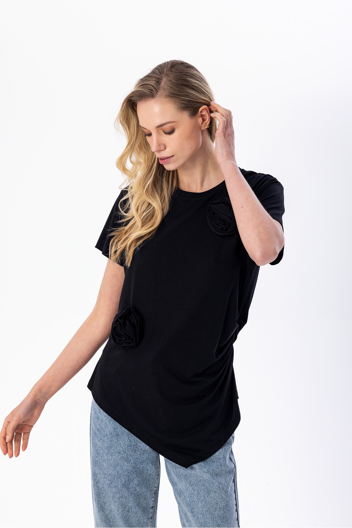 Asimetrik T-shirt Siyah