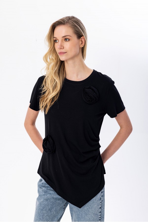 Asimetrik T-shirt Siyah