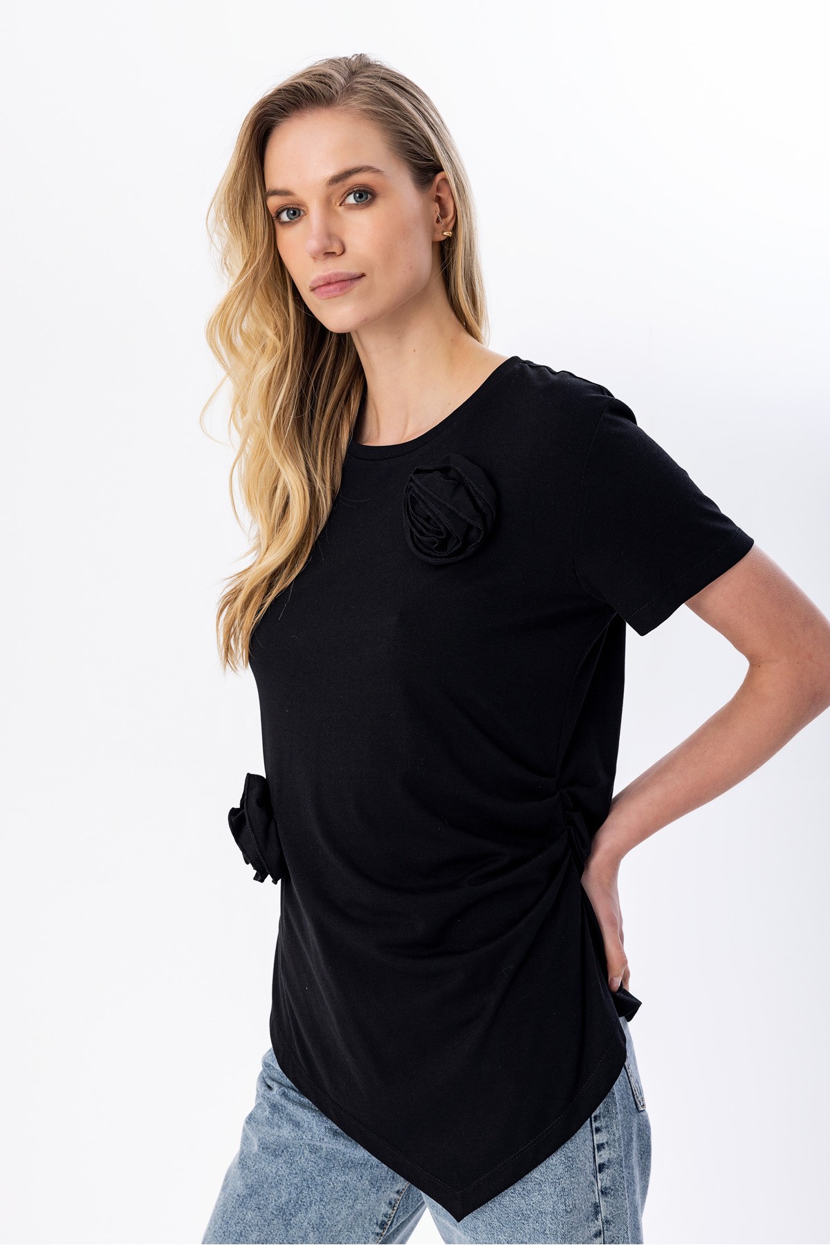Asimetrik T-shirt Siyah