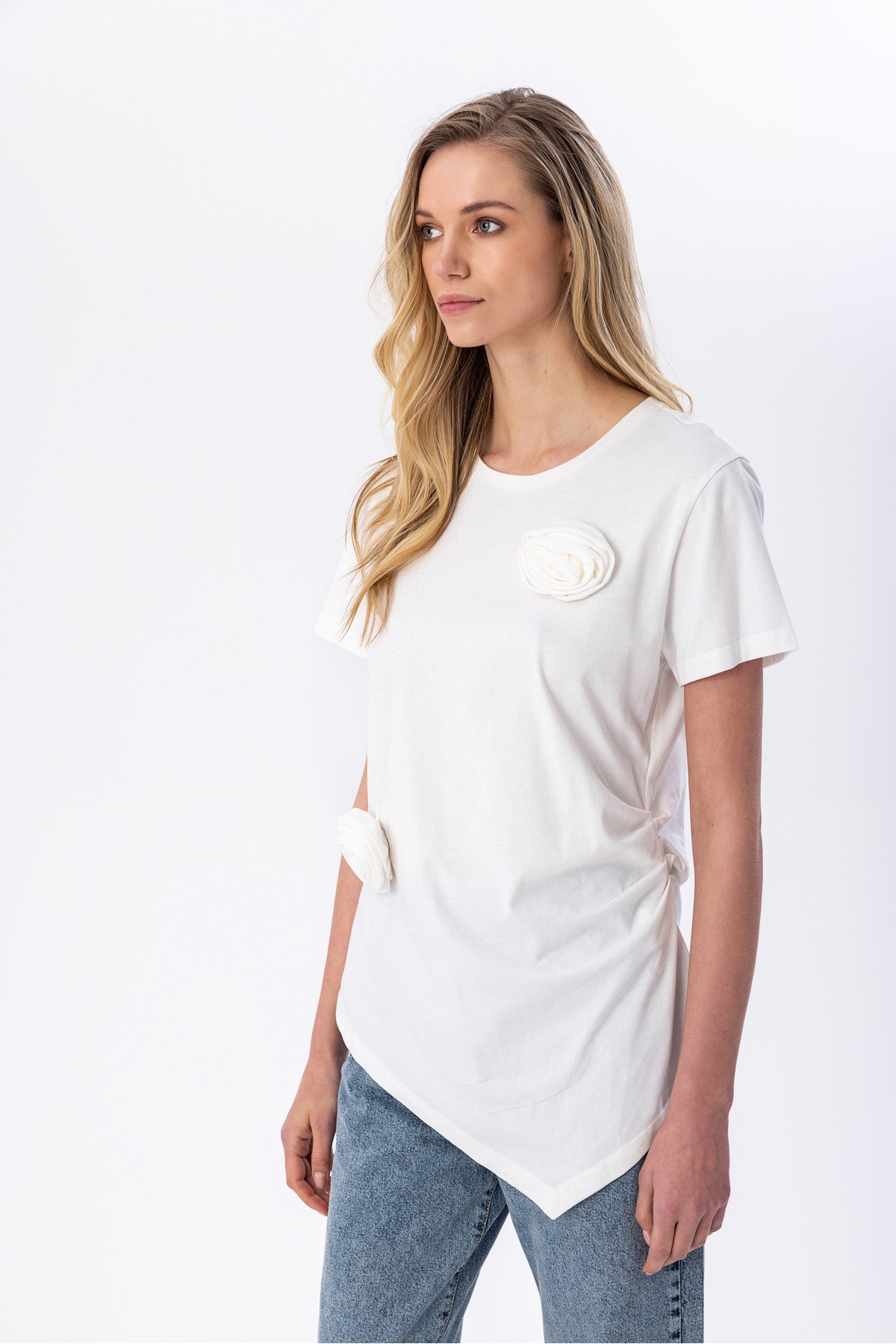  Asitmetrik T-shirt Ekru