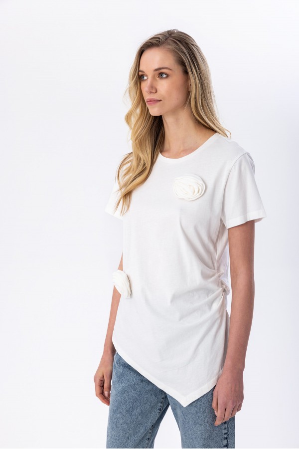  Asitmetrik T-shirt Ekru
