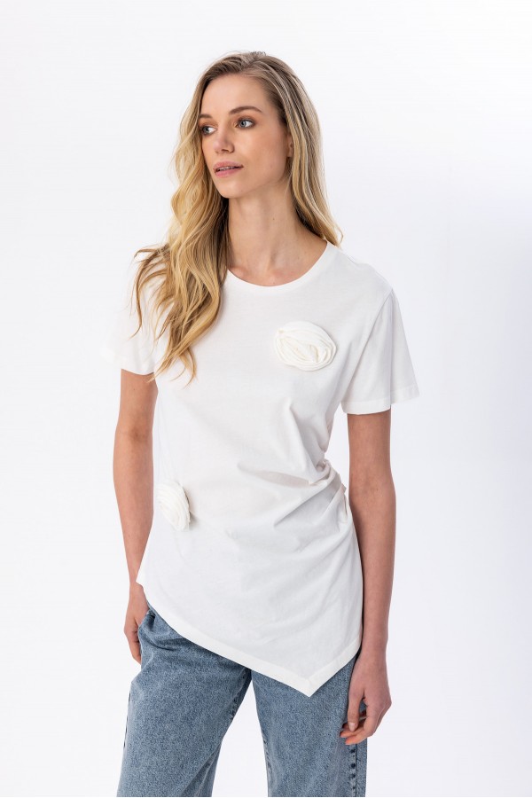  Asitmetrik T-shirt Ekru
