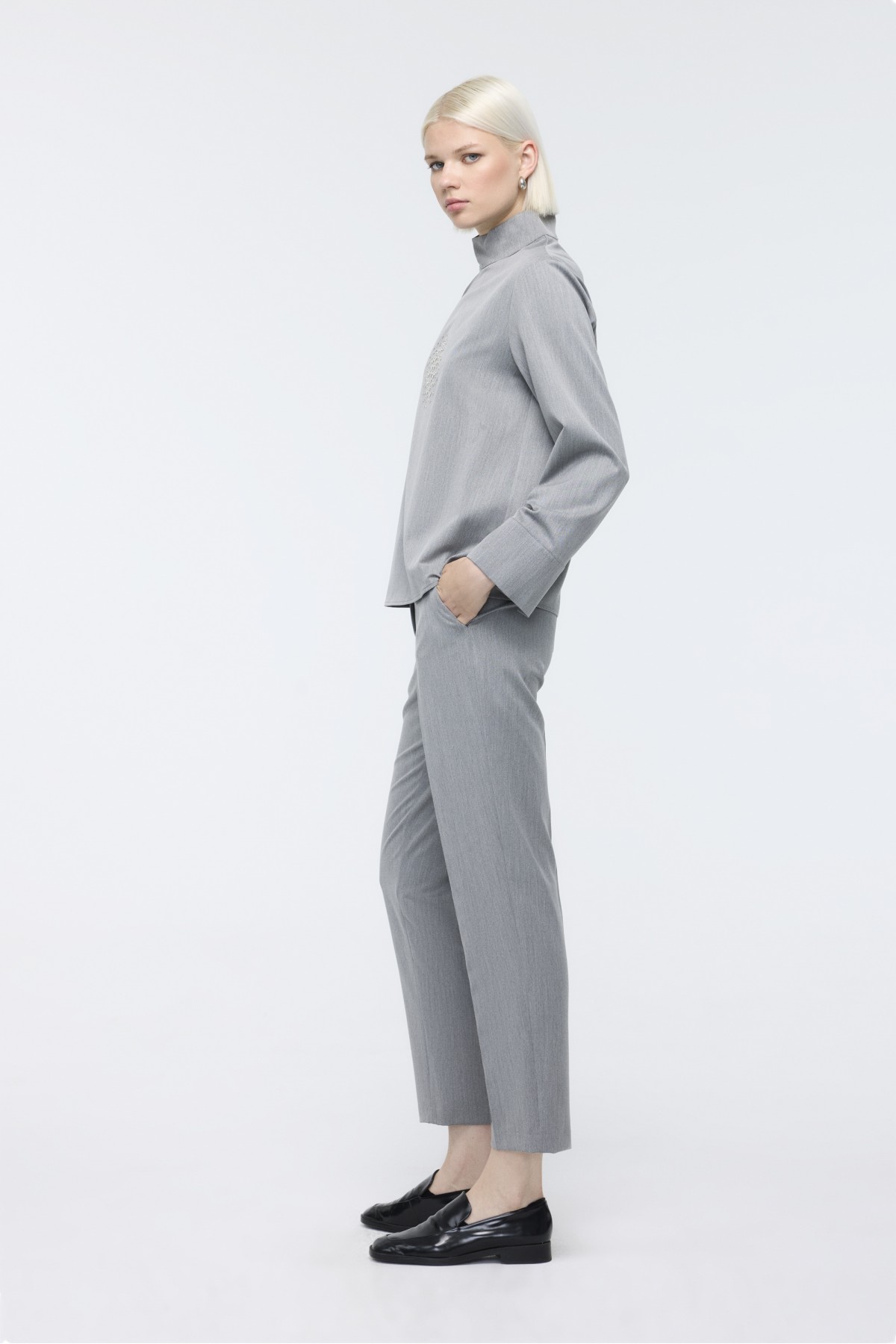 Slim Fit Pantolon Gri