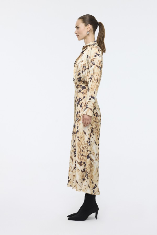 Desenli Midi Etek Kahve