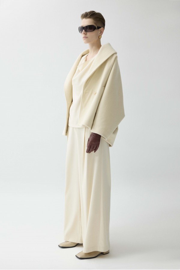 Şal Yaka Kaban Krem Şal Yaka Kaban Krem