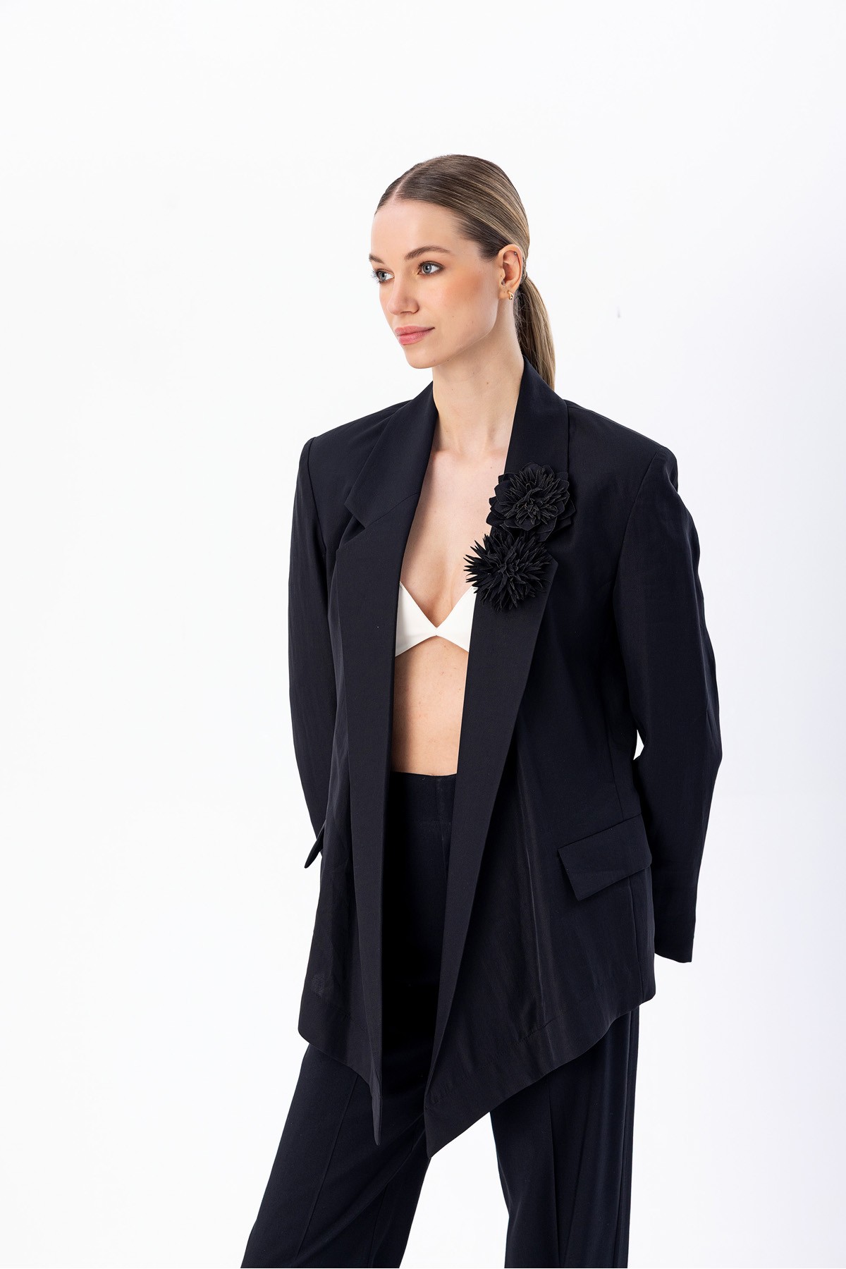 Asimetrik Blazer Siyah