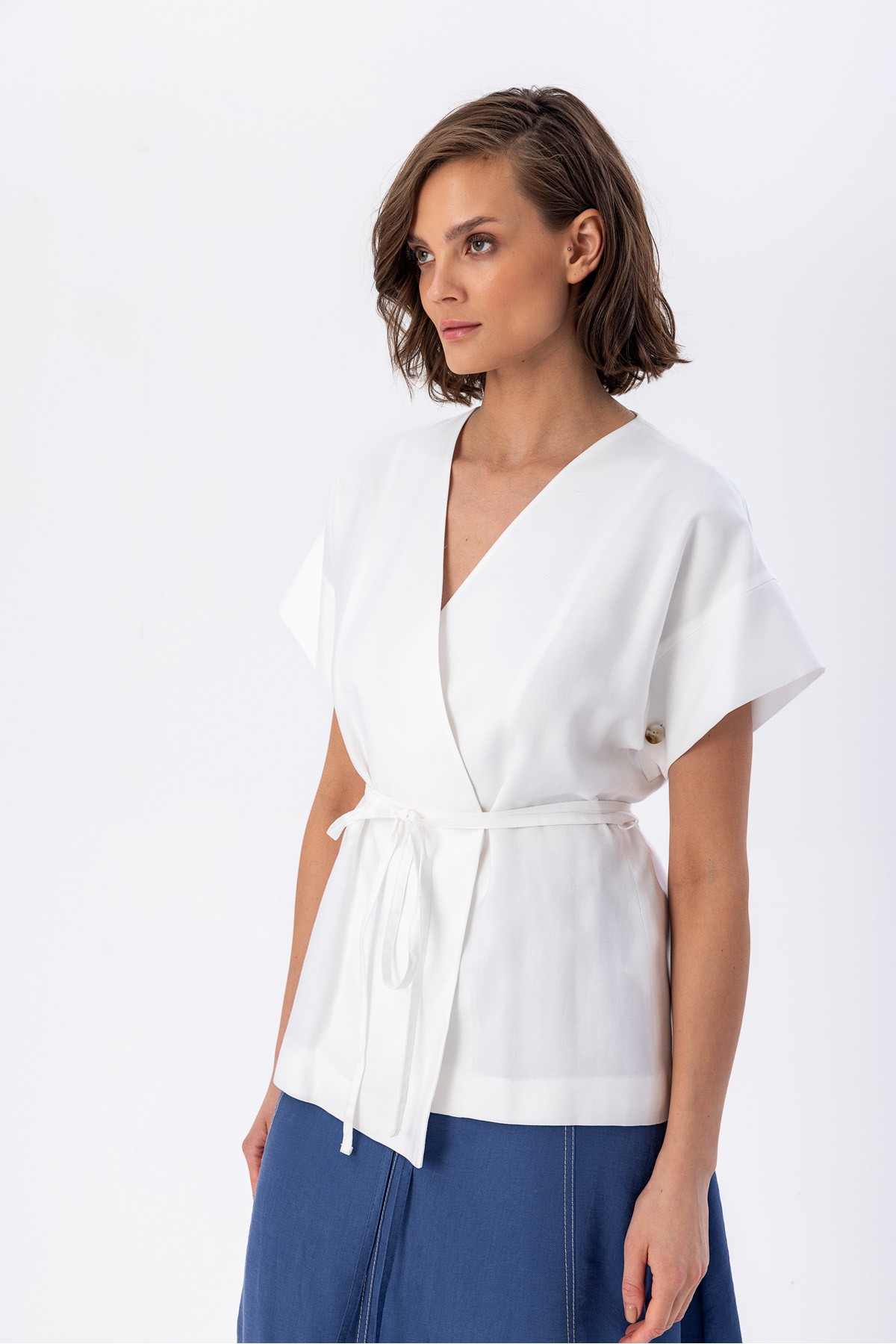 Kısa Kol Kimono Ceket Ekru Kısa Kol Kimono Ceket Ekru