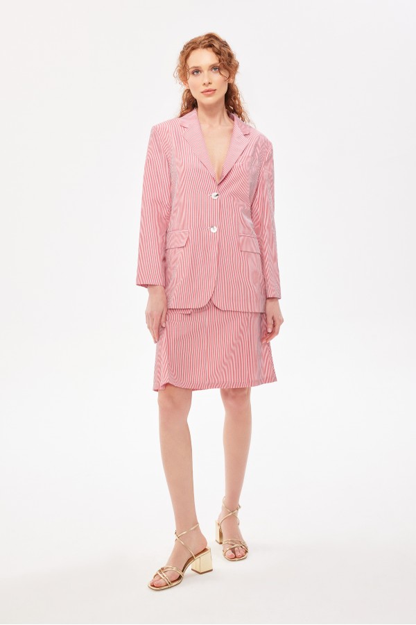 Çizgili Mono Ceket Kirmizi Çizgili Mono Ceket Kirmizi