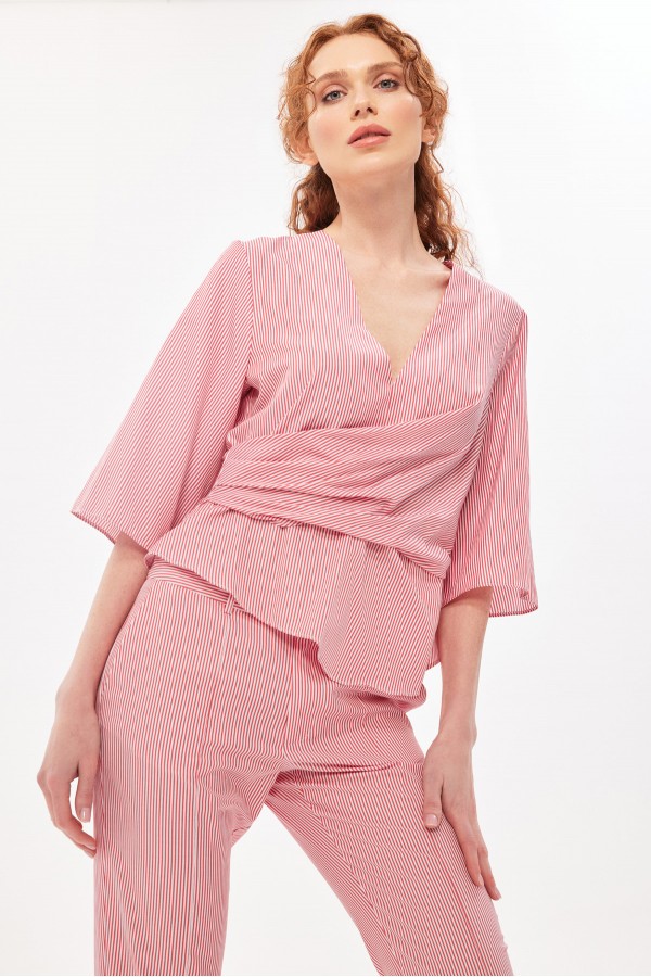 Paçası Fermuarlı Klasik Pantolon Kirmizi