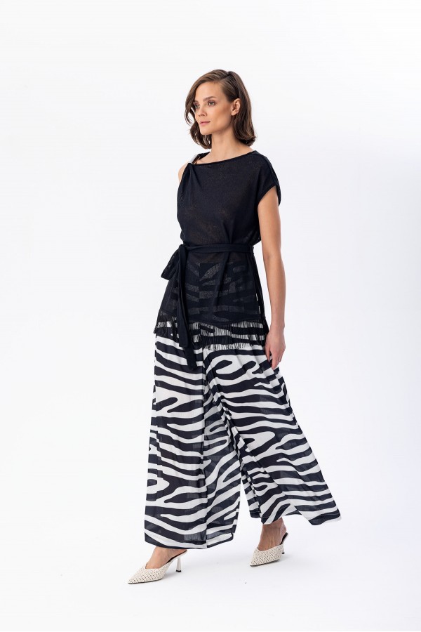 Asimetrik Triko Bluz Siyah Asimetrik Triko Bluz Siyah