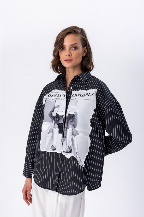 Çizgili Gömlek Siyah Çizgili Gömlek Siyah