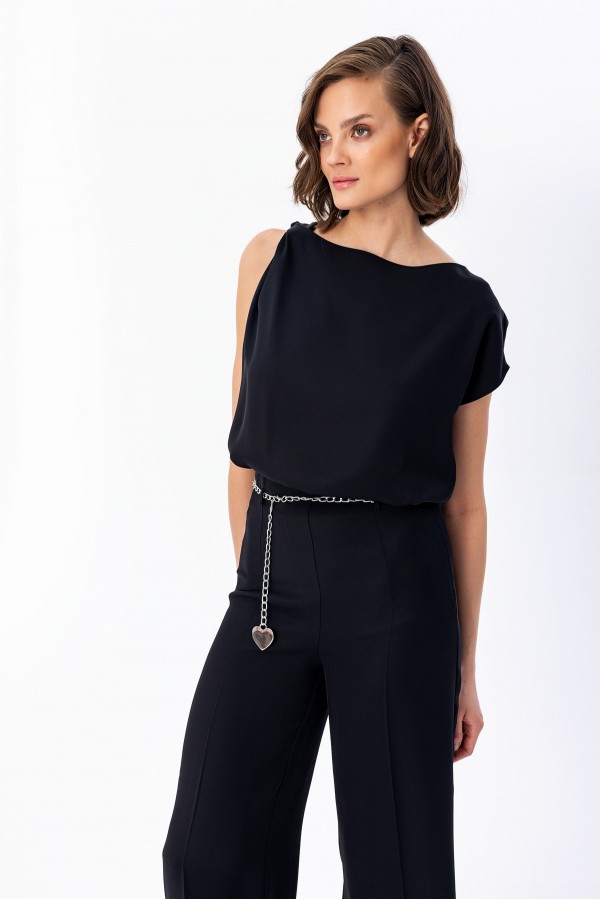 Asimetrik Bluz Siyah