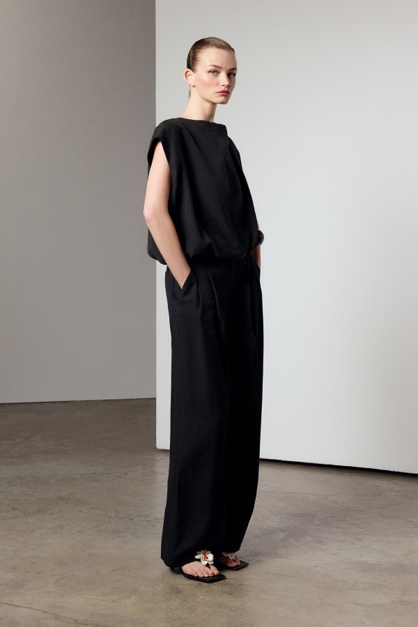 Kolsuz Balon Bluz Siyah Kolsuz Balon Bluz Siyah