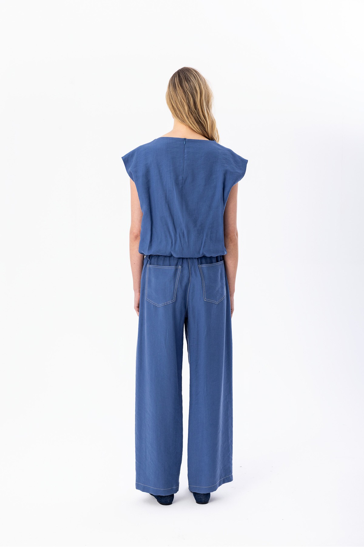 Kolsuz Balon Bluz Indigo