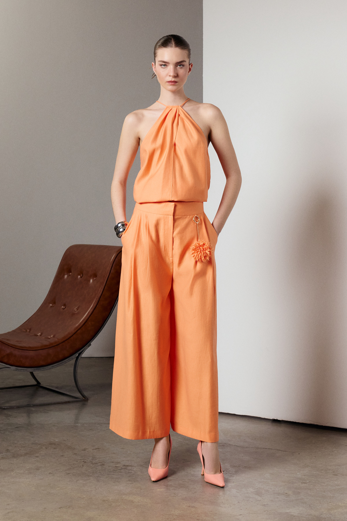 Halter Yaka Bluz Orange Halter Yaka Bluz Orange