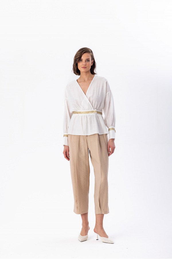 Kruvaze Bluz Ekru