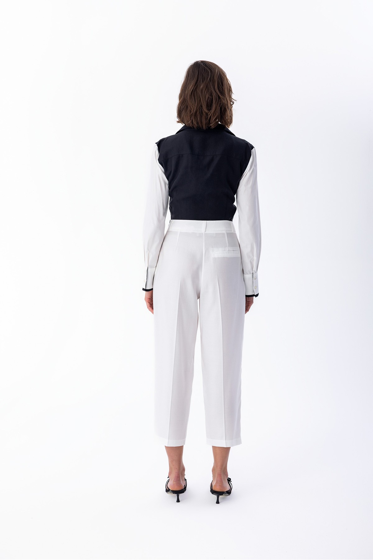 Çift Renk Crop Bluz Siyah