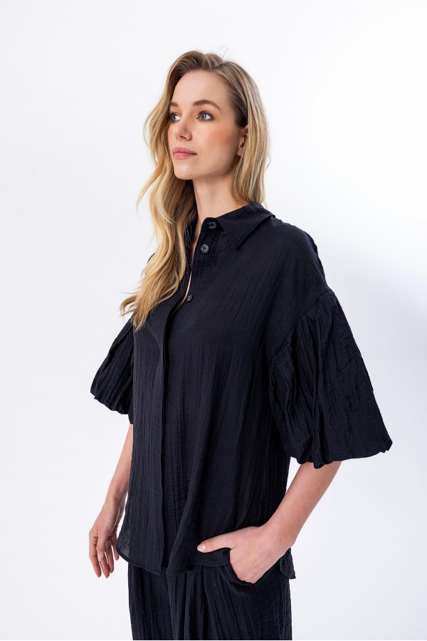 Balon Kol Gömlek Siyah