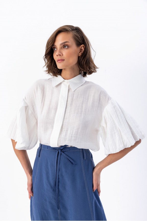 Balon Kol Gömlek Ekru Balon Kol Gömlek Ekru