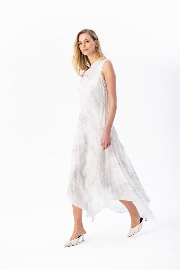 Asimetrik Midi Elbise Gri Asimetrik Midi Elbise Gri