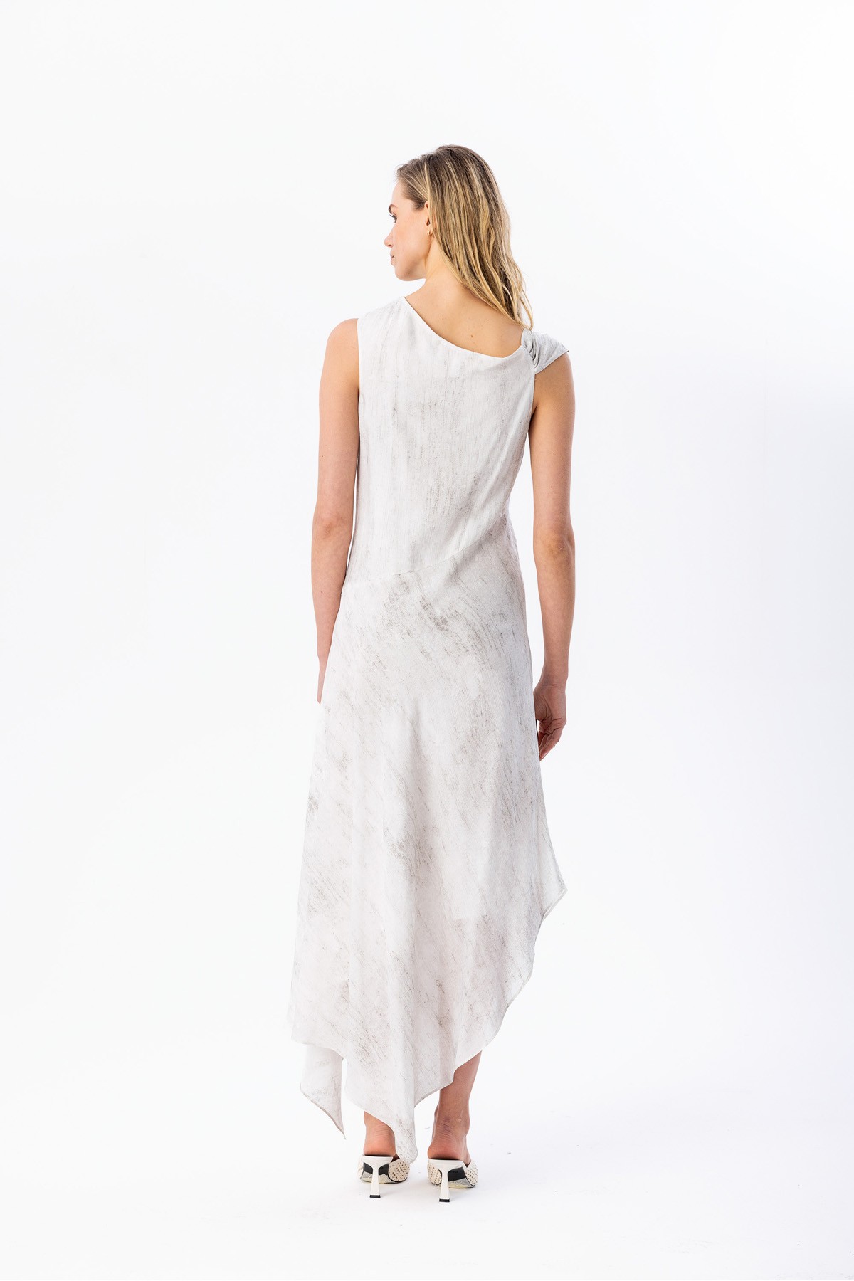 Asimetrik Midi Dress Gri