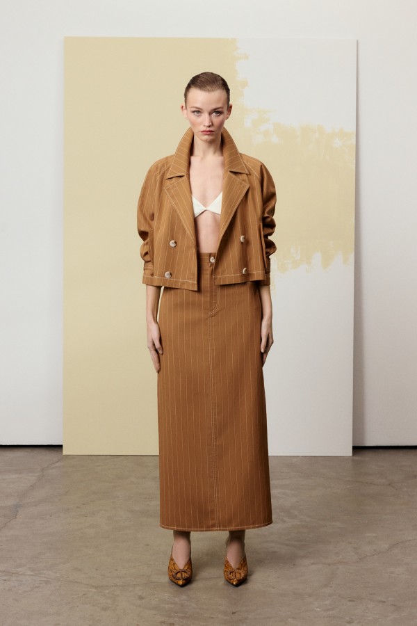 Çizgili Kısa Mont Taba Çizgili Kısa Mont Taba