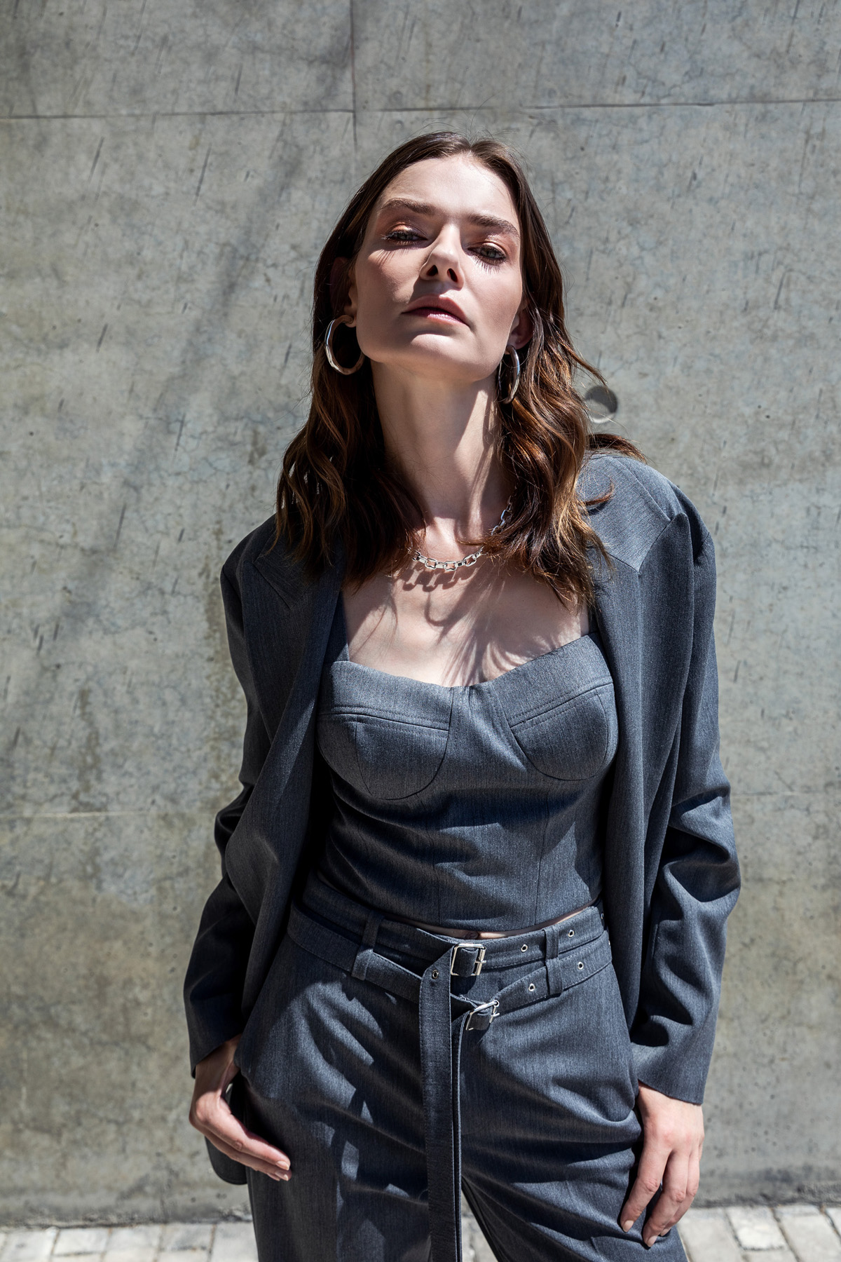 Kemer Detaylı Ceket Antrasit