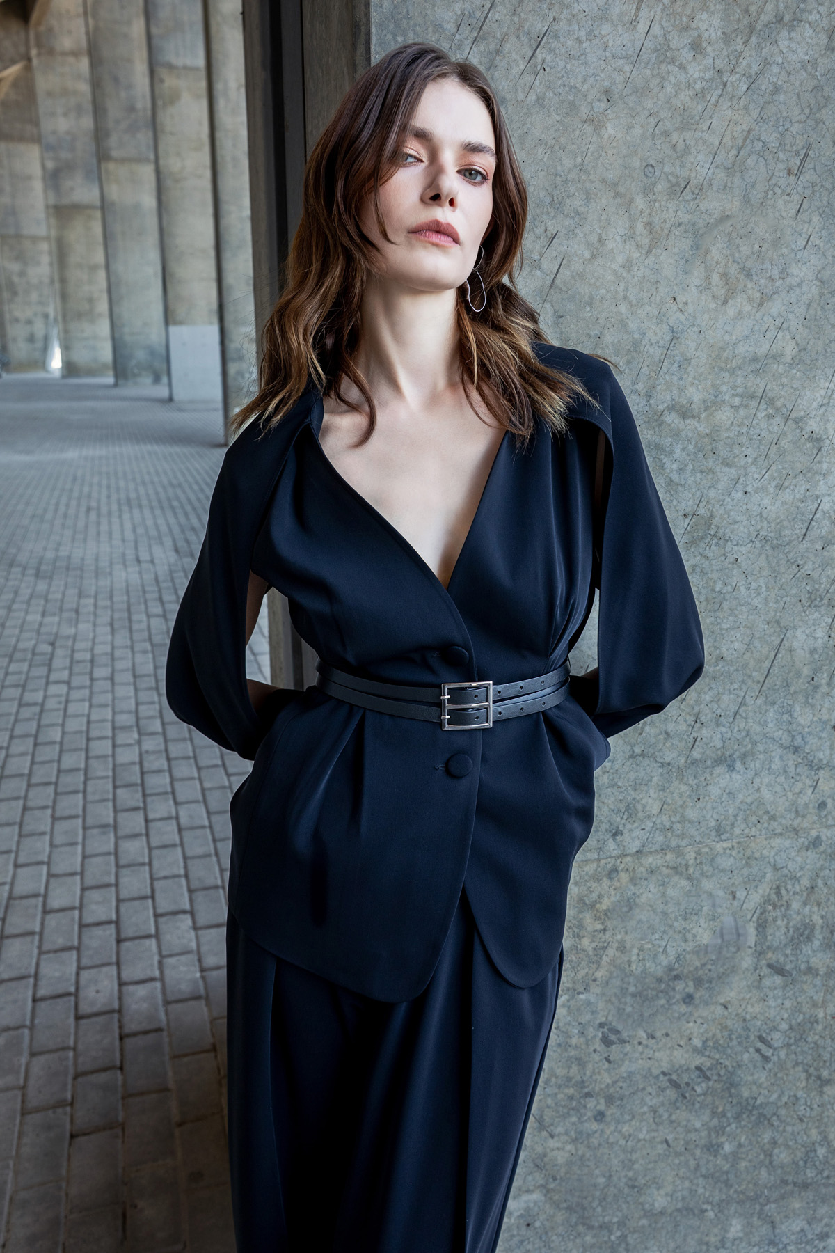 Kesik Detaylı Ceket Siyah